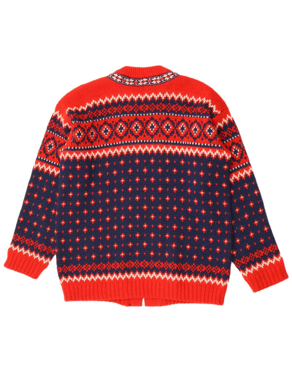 Maglione cardigan da uomo Fjord EU 54 XL lana Fair Isle rossa