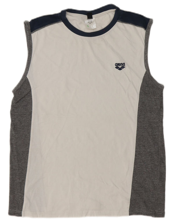Arena Canotta da uomo, grande, in cotone color block bianco, sportivo