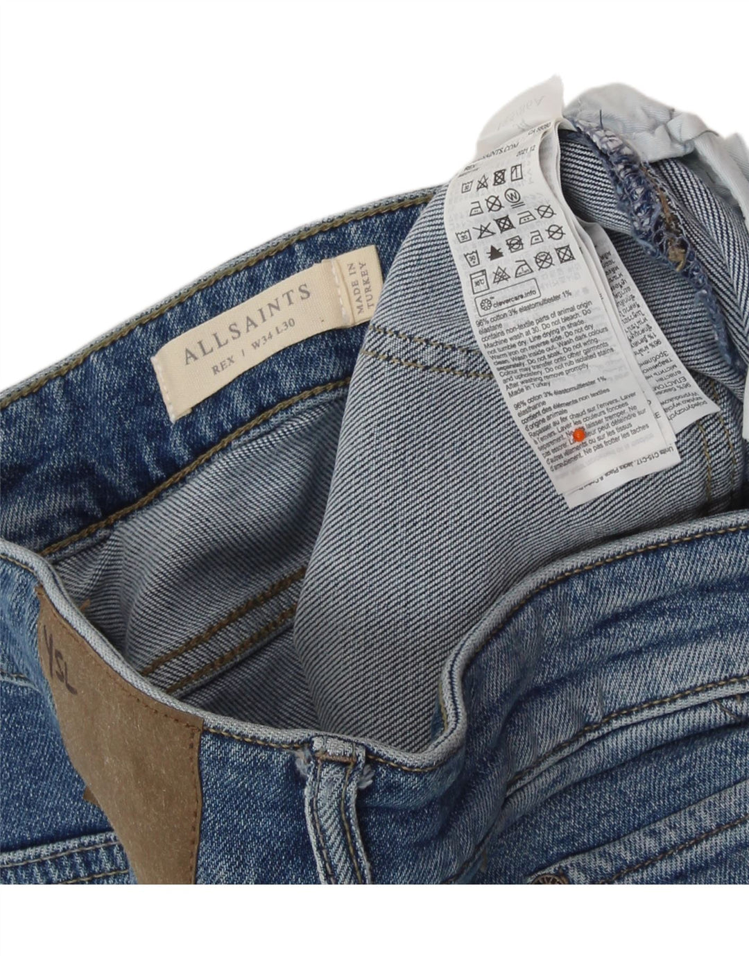 Jeans slim da uomo ALL SAINTS W34 L30 cotone blu