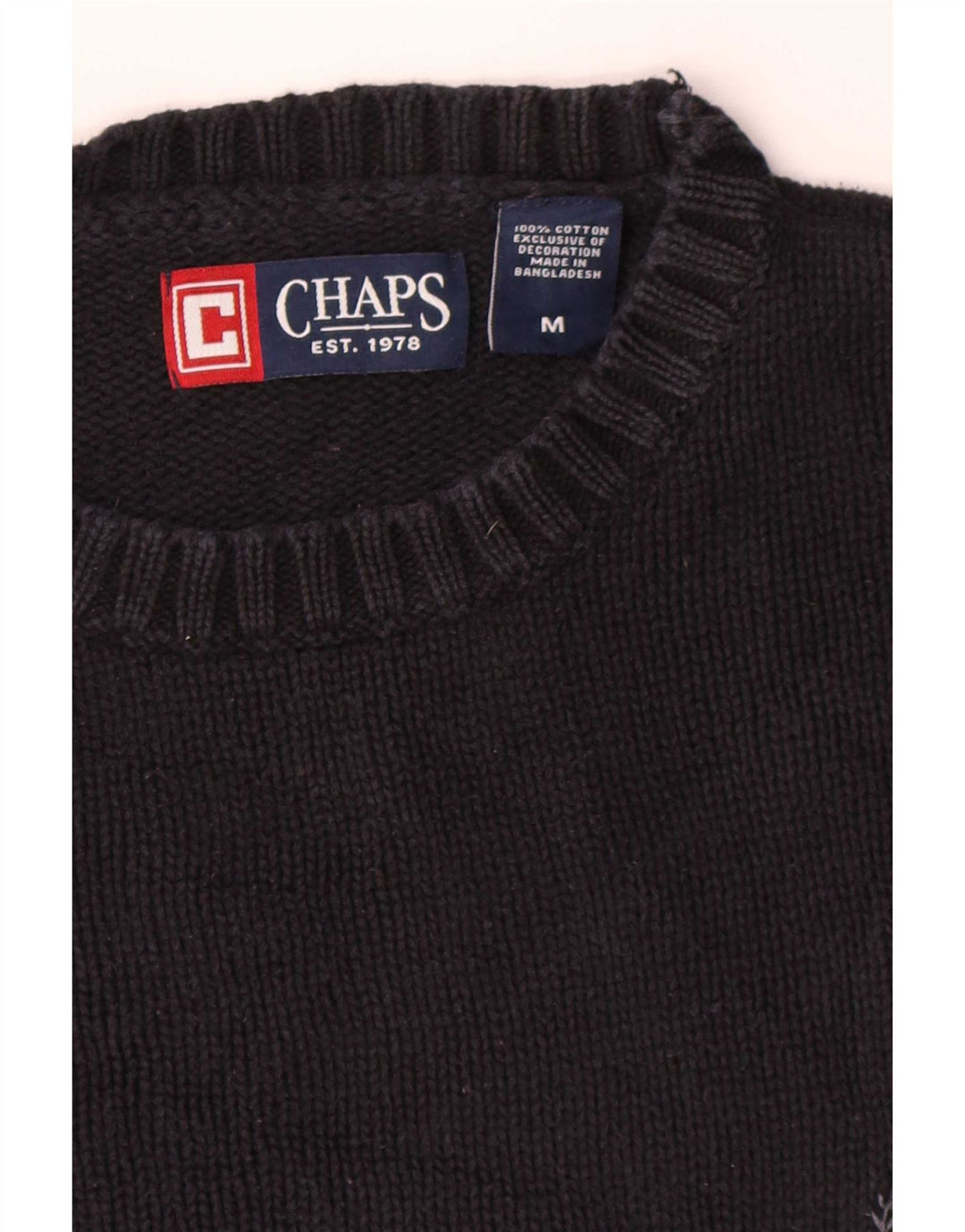 Maglione da uomo girocollo Chaps in cotone nero medio