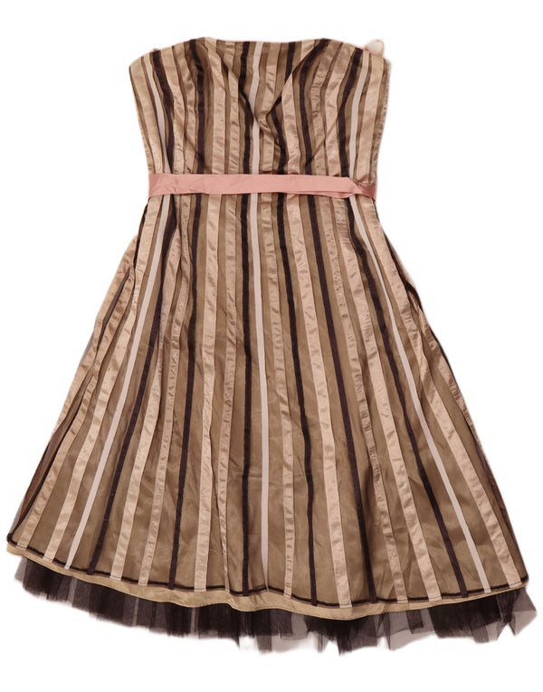 Debut Abito da donna senza spalline UK 12 Nylon a righe beige medio