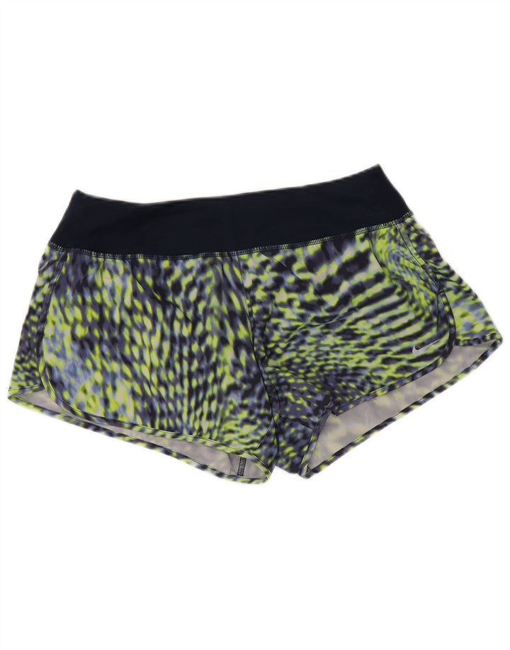 Pantaloncini sportivi NIKE da donna Dri Fit modello astratto UK 14 medio blu navy