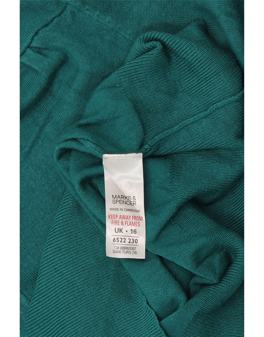 Maglione da donna Marks & Spencer con scollo a V UK 16 Large Turchese Viscosa