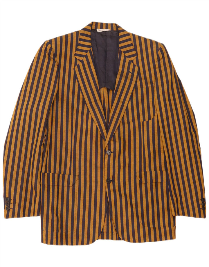 Giacca blazer da uomo a 2 bottoni Mabro UK 38 Cotone gessato marrone medio