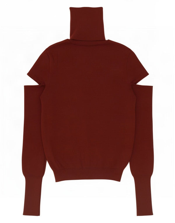 Zara Womens Crop Roll Neck Jumper Sweater UK 8 Small Brown Polyamide