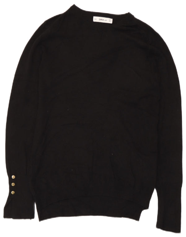 Maglione maglione con scollo a barca da donna Zara UK 12 medio nero