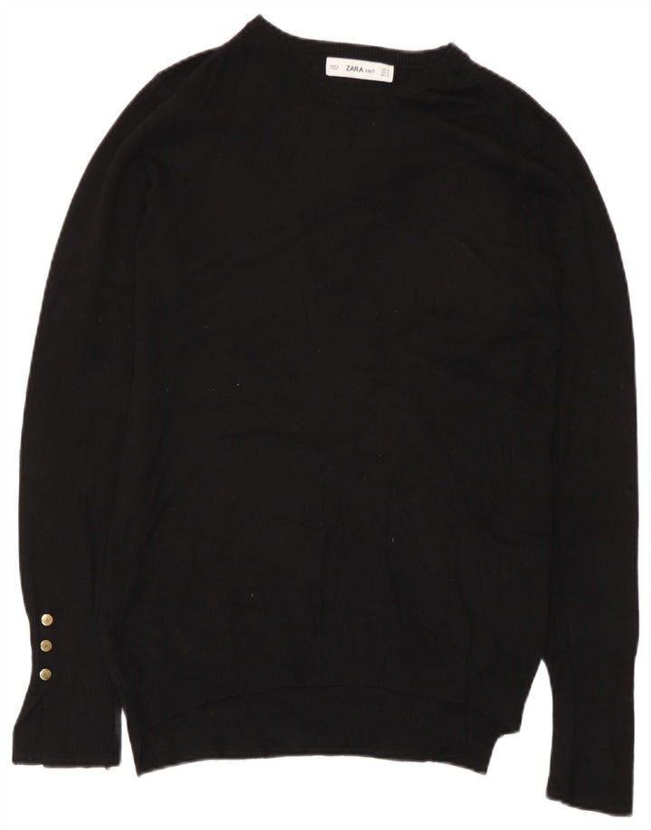 Maglione maglione con scollo a barca da donna Zara UK 12 medio nero