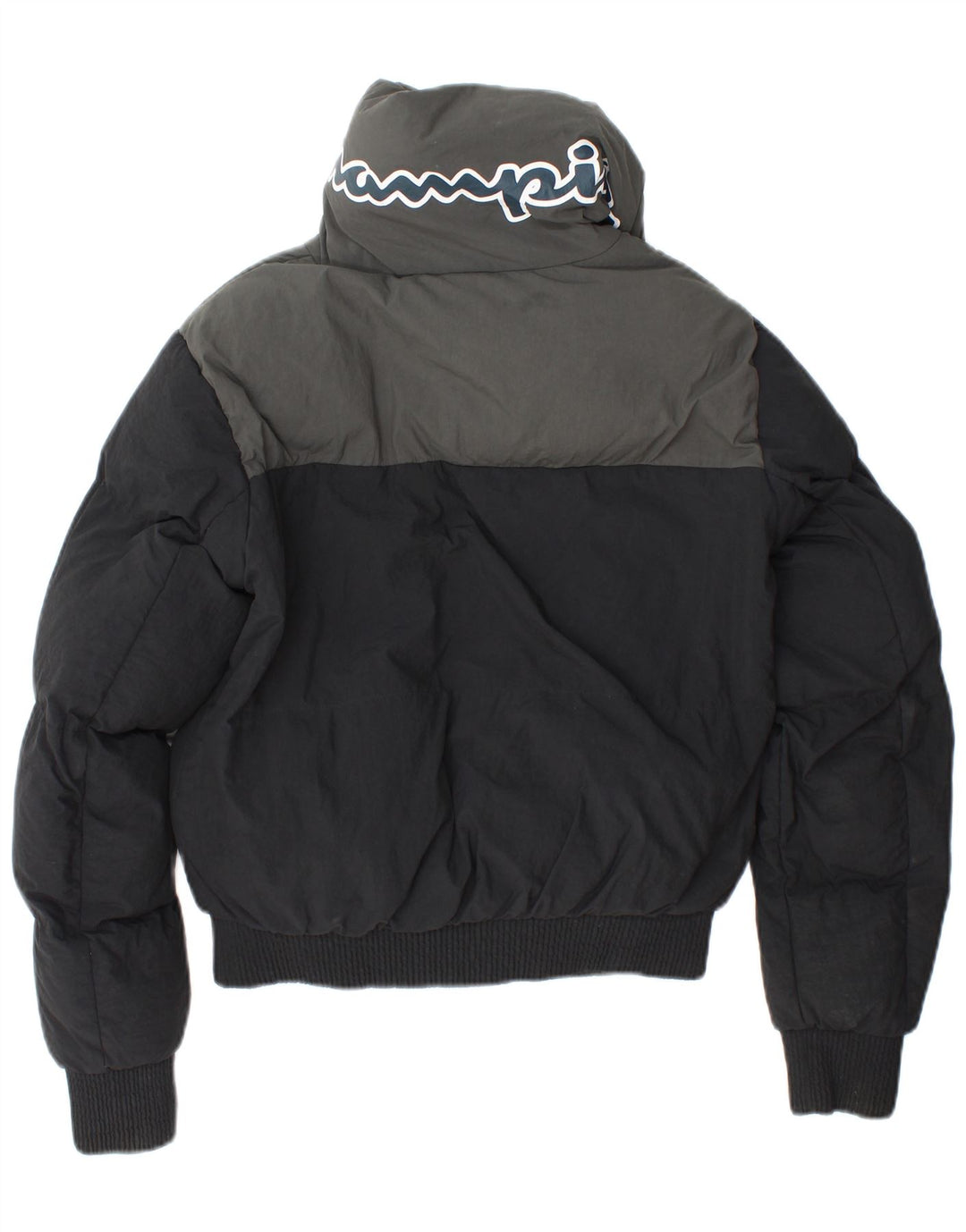 CHAMPION Giacca imbottita con grafica vestibilità ampia da donna UK 6 XS Black Colourblock