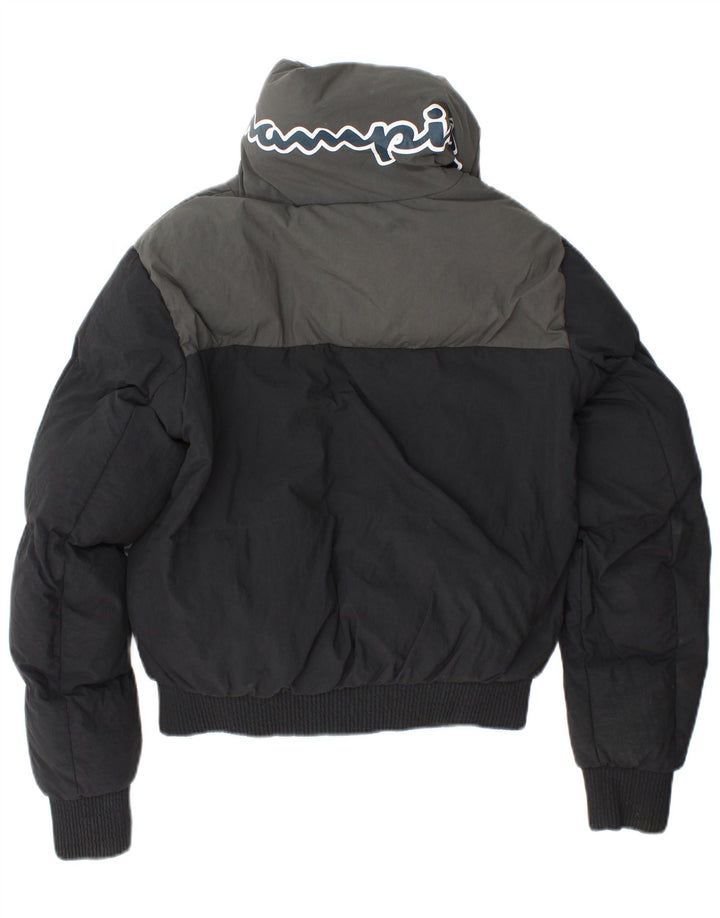 CHAMPION Giacca imbottita con grafica vestibilità ampia da donna UK 6 XS Black Colourblock