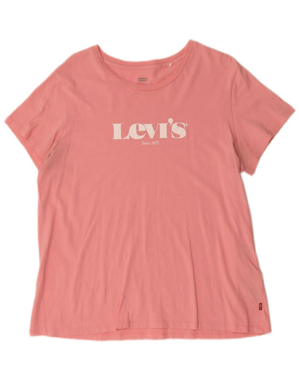 T-shirt grafica da donna Levi's Top UK 18 XL cotone rosa