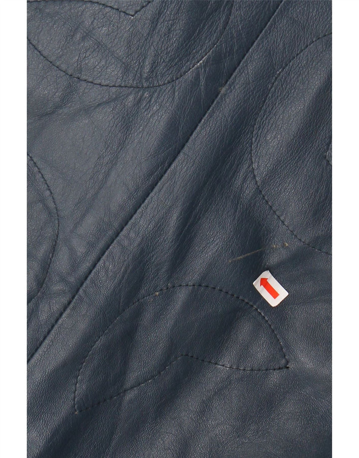 Giacca in Pelle Donna VINTAGE IT 44 Pelle Blu Medio