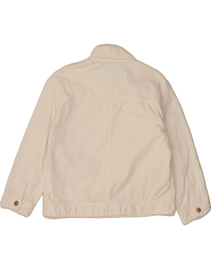 BENETTON Womens Denim Jacket UK 12 Medium  White Cotton Vintage Benetton and Second-Hand Benetton from Messina Hembry 