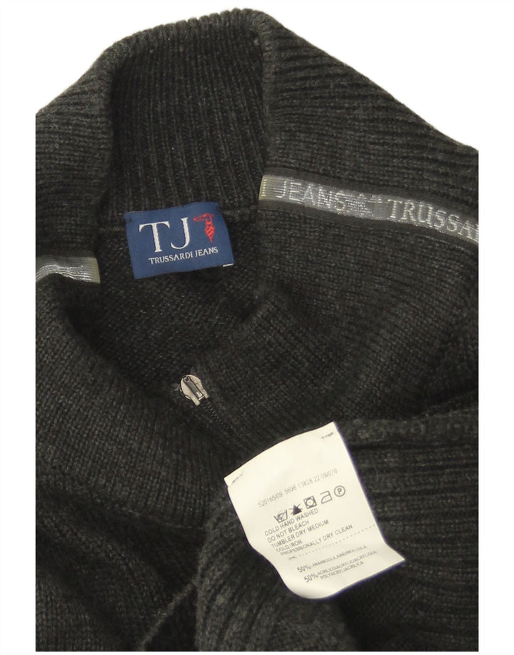 Maglione Cardigan Uomo Trussardi Jeans Large Grigio Lana