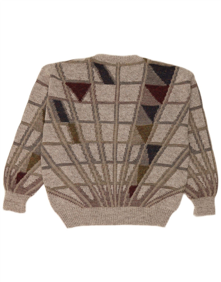 Maglione girocollo da uomo Frank Alexs IT 50 Lana geometrica grigio medio