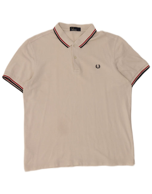 Fred Perry Mens Polo Shirt Large White Cotton