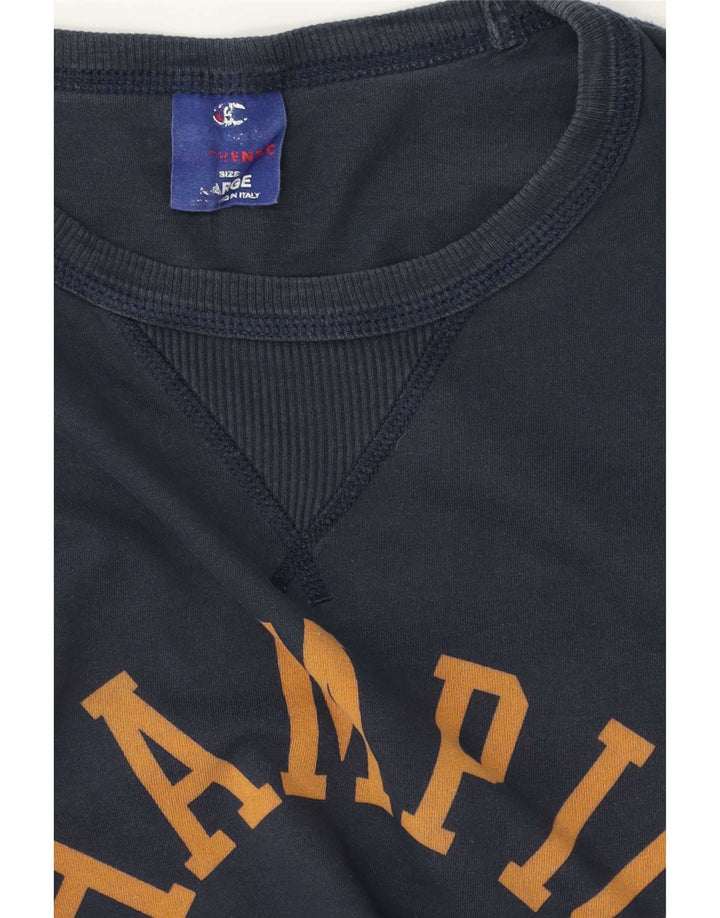 Champion Top grafico da uomo a maniche lunghe grande blu navy