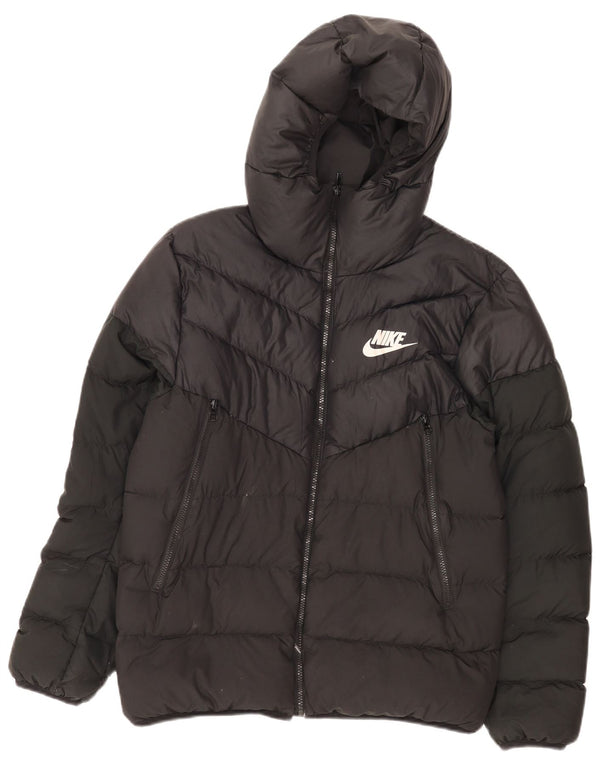 Giacca imbottita con cappuccio Nike da uomo UK 38 medio nero poliestere
