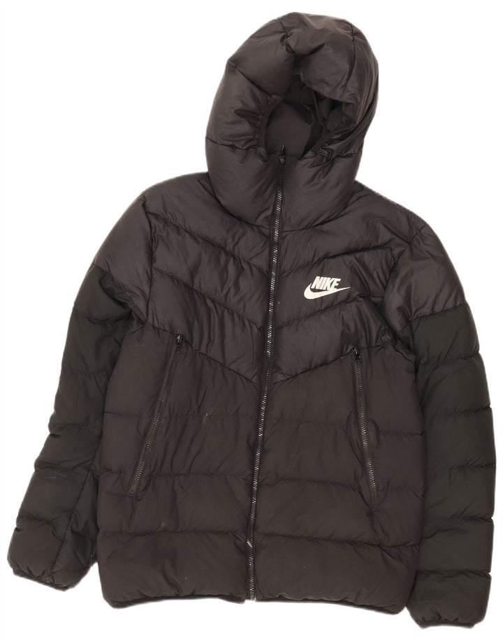 Giacca imbottita con cappuccio Nike da uomo UK 38 medio nero poliestere