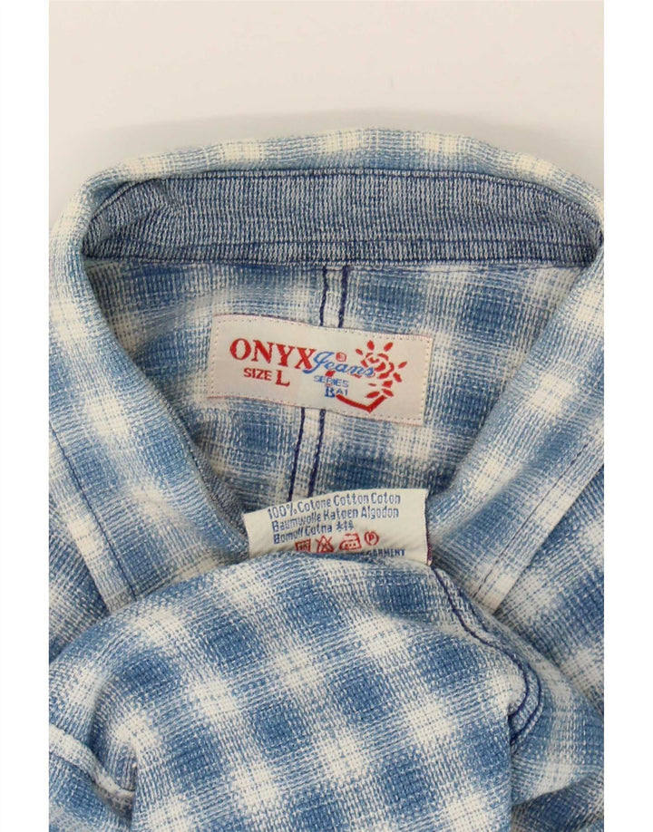 Camicia in flanella da donna Onyx UK 14 cotone a quadri blu grande