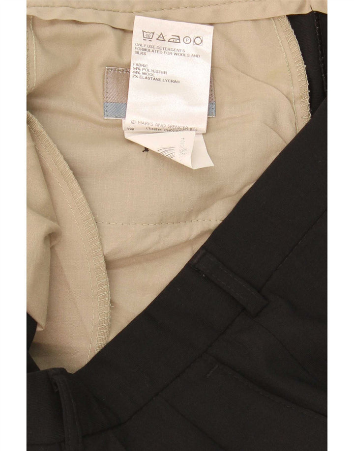 Pantaloni da abito con pegging da uomo Marks & Spencer W34 L33 poliestere nero