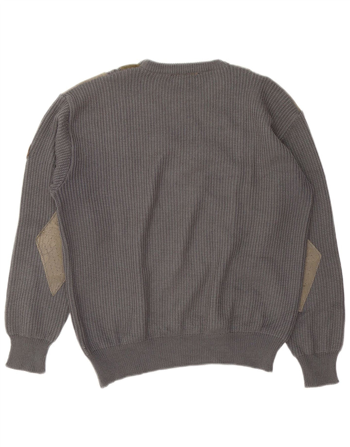 Maglione da uomo girocollo Andrea Celli maglione grande in lana color block grigio