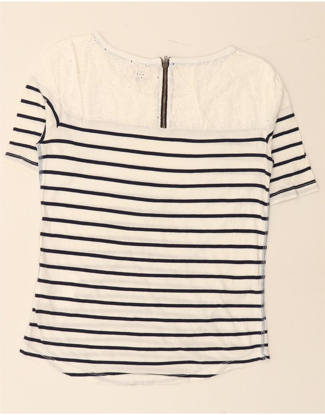 TOMMY HILFIGER Womens Blouse Top UK 10 Small White Striped Cotton