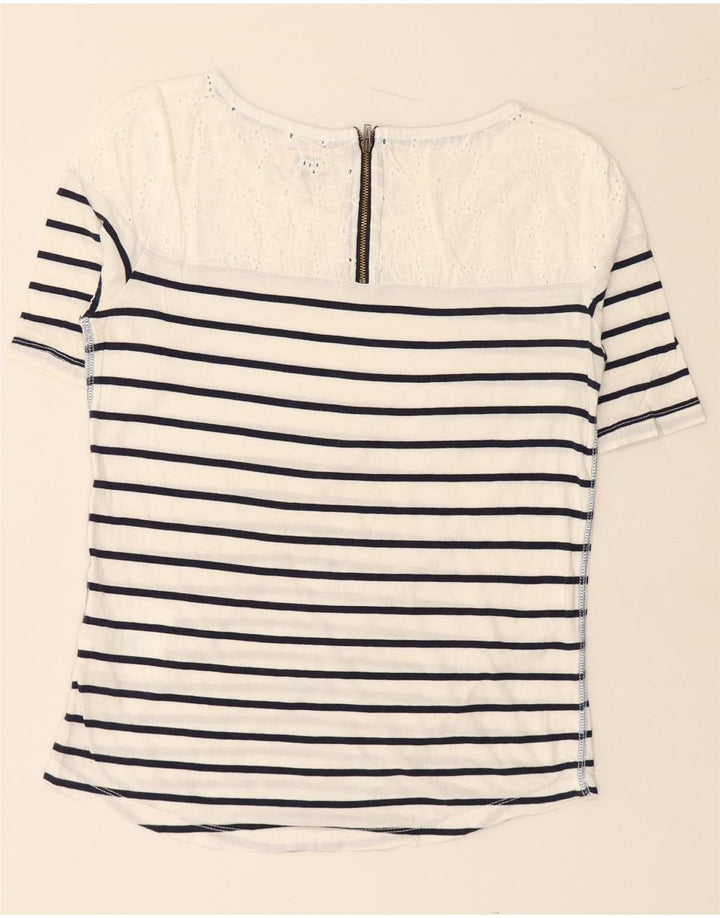 TOMMY HILFIGER Womens Blouse Top UK 10 Small White Striped Cotton