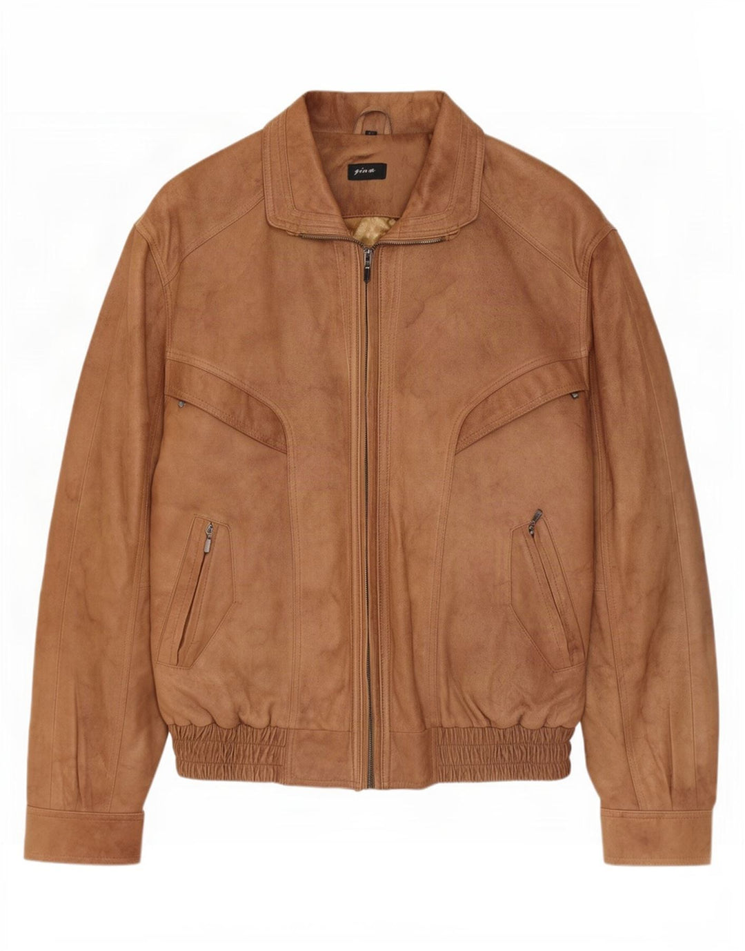 Giacca in Pelle Uomo Gina IT 54 2XL Viscosa Marrone