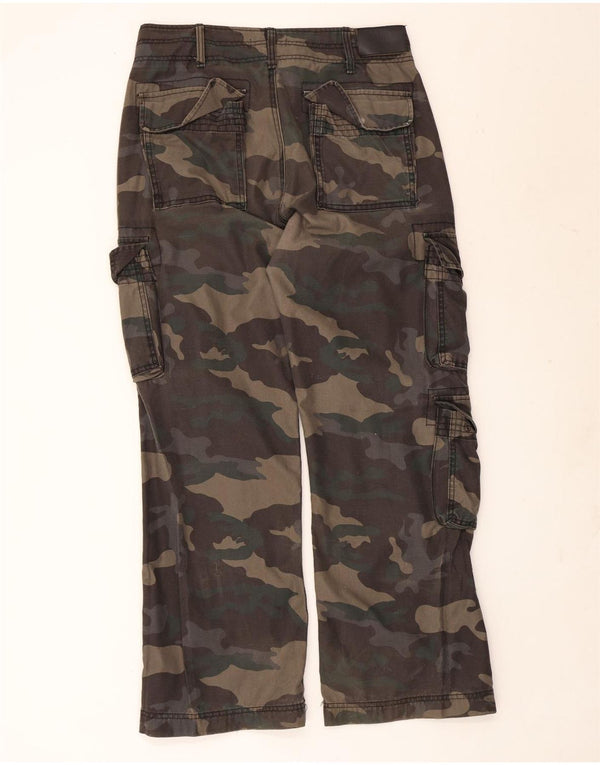 Pantaloni cargo dritti da uomo vintage grandi W34 L31 mimetici kaki