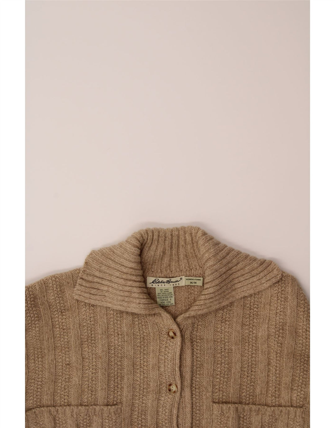 EDDIE BAUER Womens Oversized Polo Neck Jumper Sweater UK 14 Medium Beige Vintage Eddie Bauer and Second-Hand Eddie Bauer from Messina Hembry 