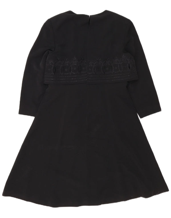 Bagatelle Abito da donna a trapezio con maniche a 3/4 IT 46 Grande motivo cachemire nero