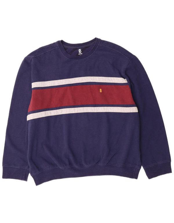 Felpa da uomo Izod maglione 2XL cotone a righe blu navy