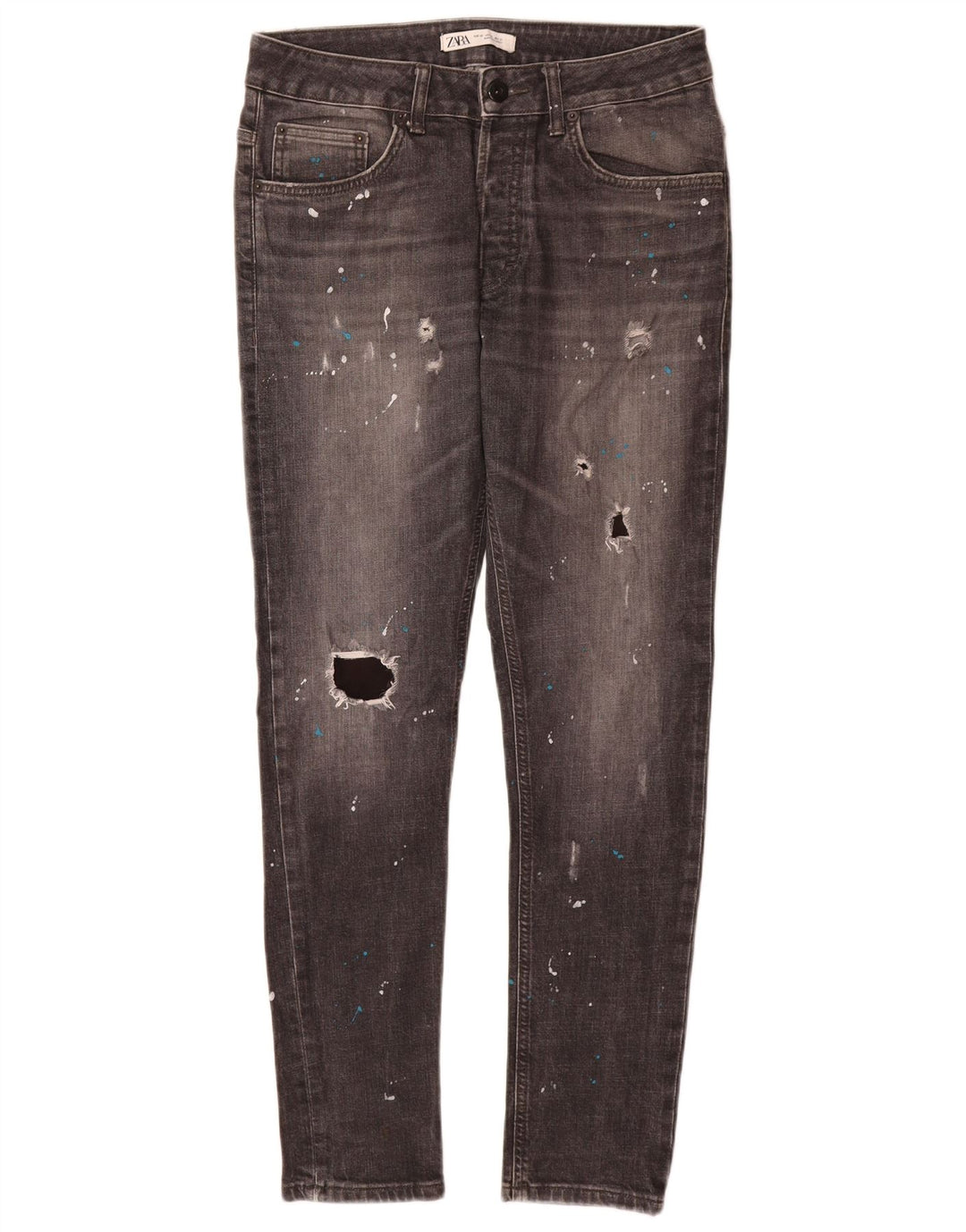 Jeans skinny effetto consumato Zara da uomo EU 40 medio W31 L30 cotone grigio