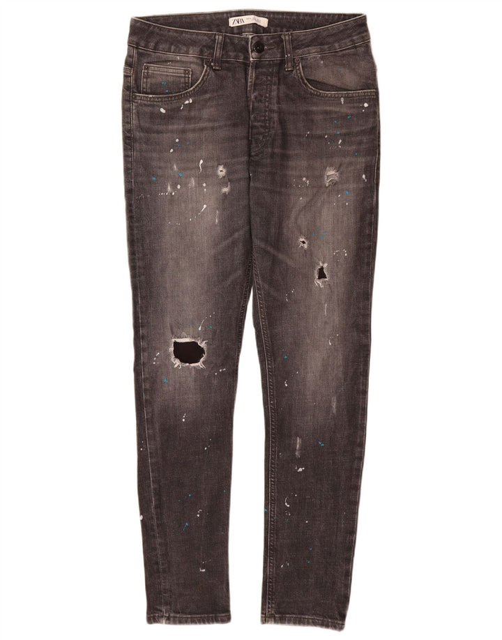 Jeans skinny effetto consumato Zara da uomo EU 40 medio W31 L30 cotone grigio