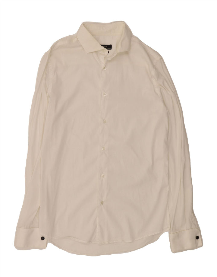ZARA Mens Slim Fit Formal Shirt Medium White Cotton Vintage Zara and Second-Hand Zara from Messina Hembry 