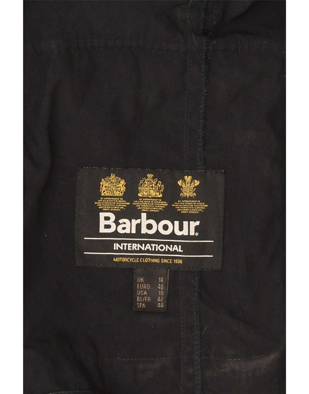 Giacca militare da donna in ecopelle Barbour UK 14 grande poliestere nero