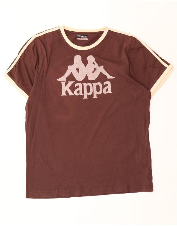 T-shirt grafica da uomo Kappa Top grande in cotone marrone