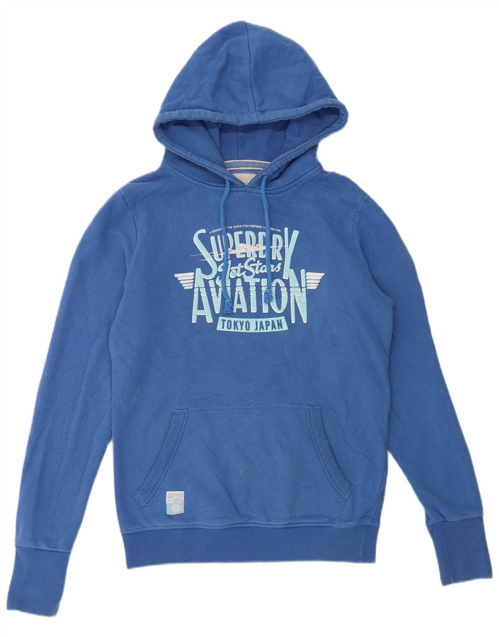 Maglione con cappuccio grafico da uomo Superdry in cotone blu medio