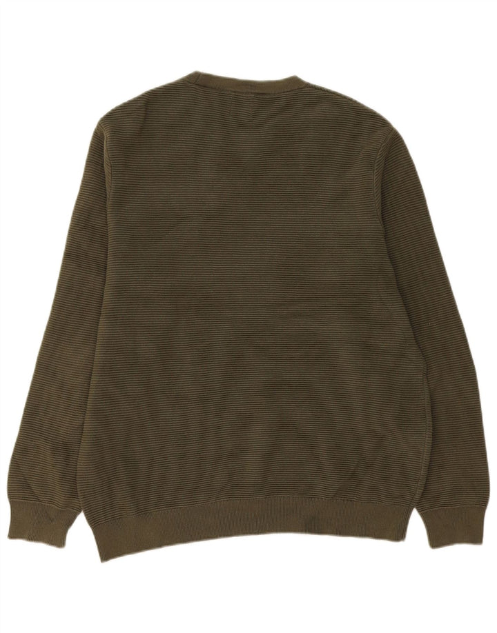Maglione maglione girocollo da uomo Zara grande in cotone kaki