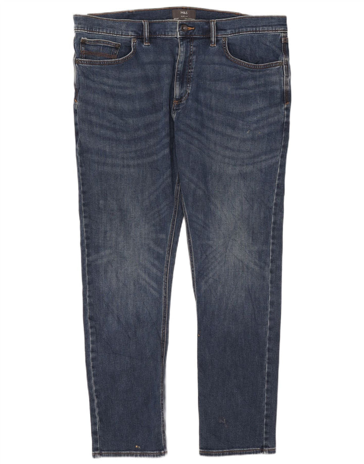 Jeans slim da uomo Marks & Spencer W40 L31 cotone blu