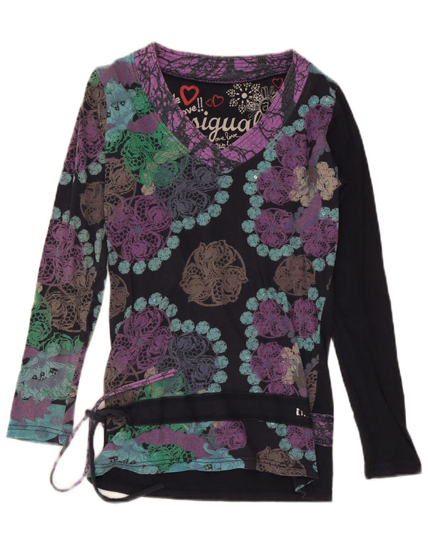 Desigual Donna Camicetta a Maniche Lunghe Top UK 12 Medio Multicolore Floreale