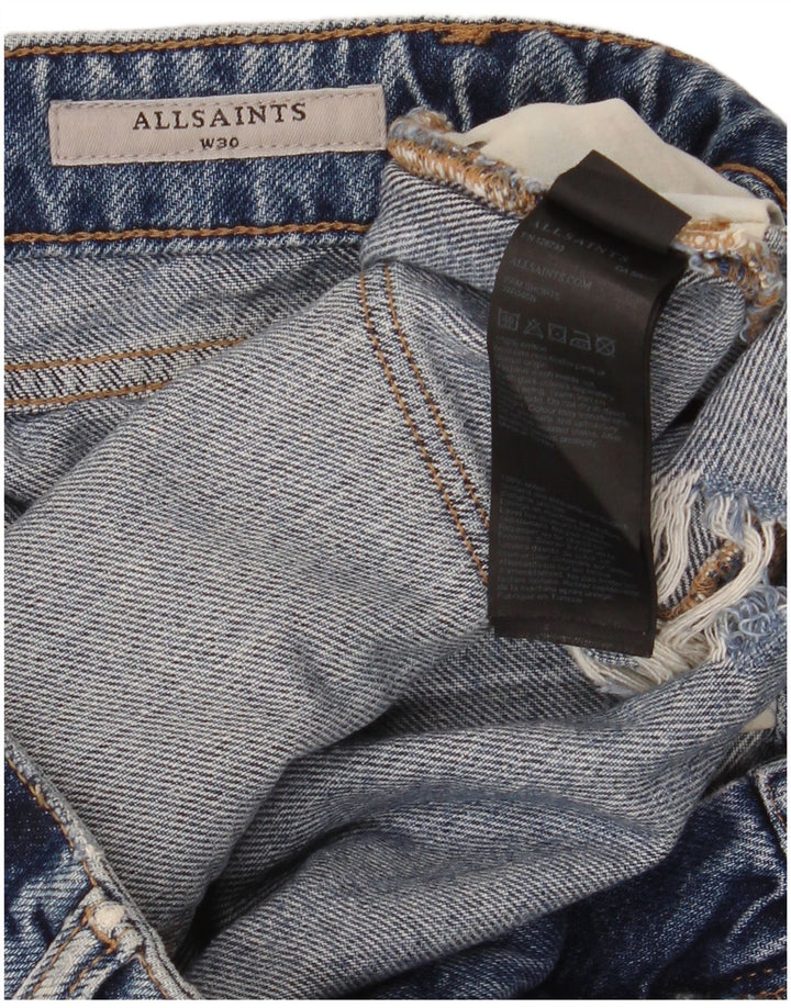 Pantaloncini di jeans invecchiati da donna All Saints W30 cotone blu medio