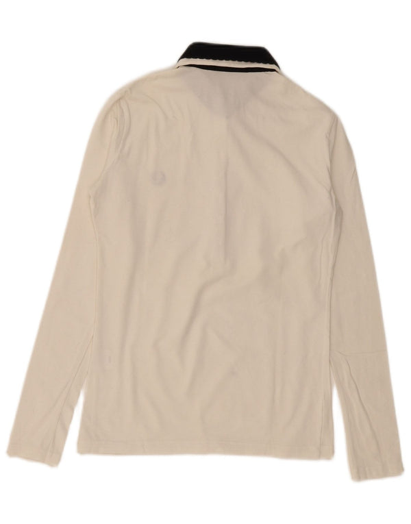 Polo a maniche lunghe da donna Fred Perry UK 12 cotone bianco medio