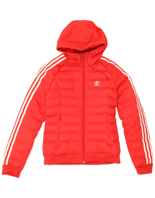 Giacca imbottita con cappuccio da donna Adidas UK 6 XS rosso poliestere