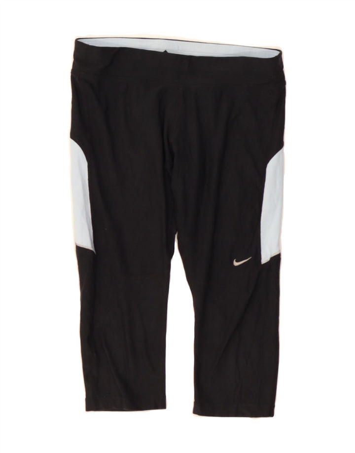 NIKE Womens Dri Fit Capri Leggings UK 12 Medium Black Colourblock Vintage Nike and Second-Hand Nike from Messina Hembry 