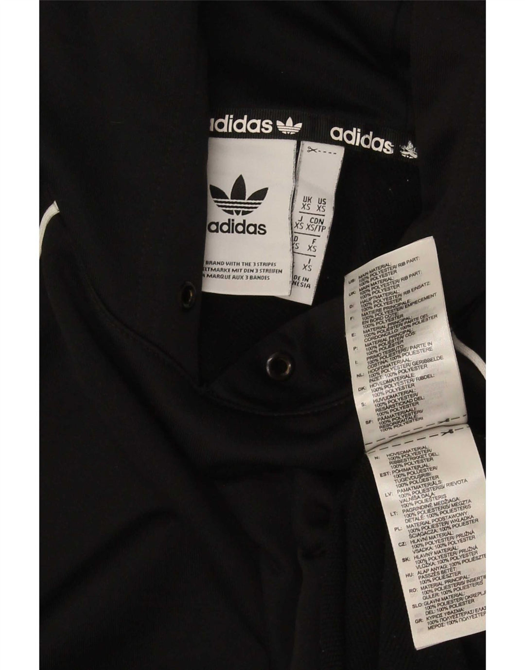 Felpa con cappuccio da uomo Adidas XS nera in poliestere