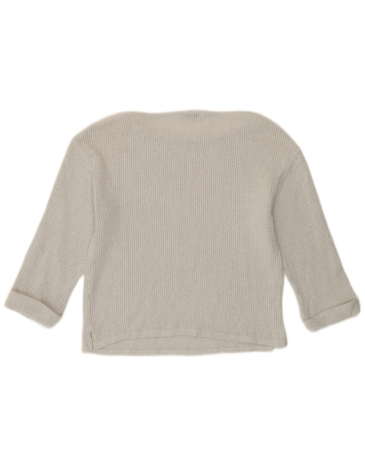 Top Zara da donna manica 3/4 UK 12 cotone bianco medio