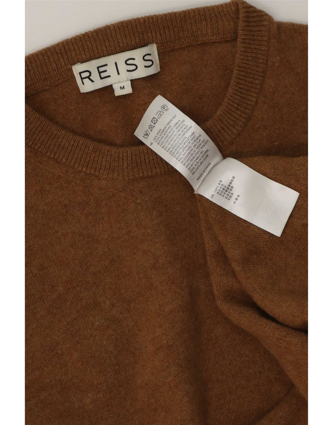 Maglione maglione girocollo da donna Reiss UK 14 Lana marrone medio