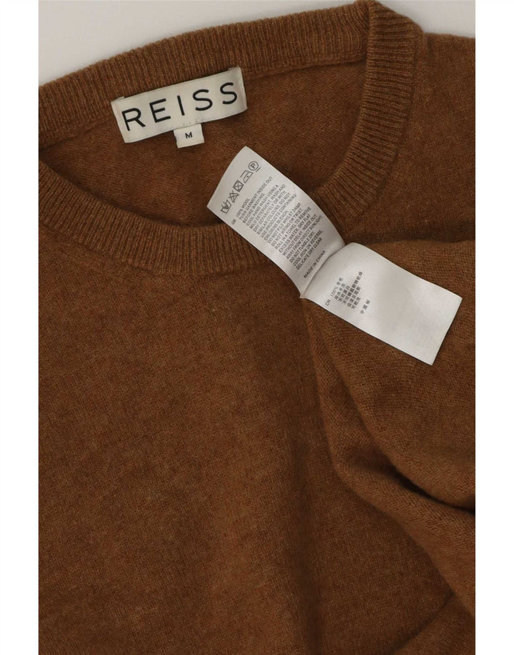 Maglione maglione girocollo da donna Reiss UK 14 Lana marrone medio