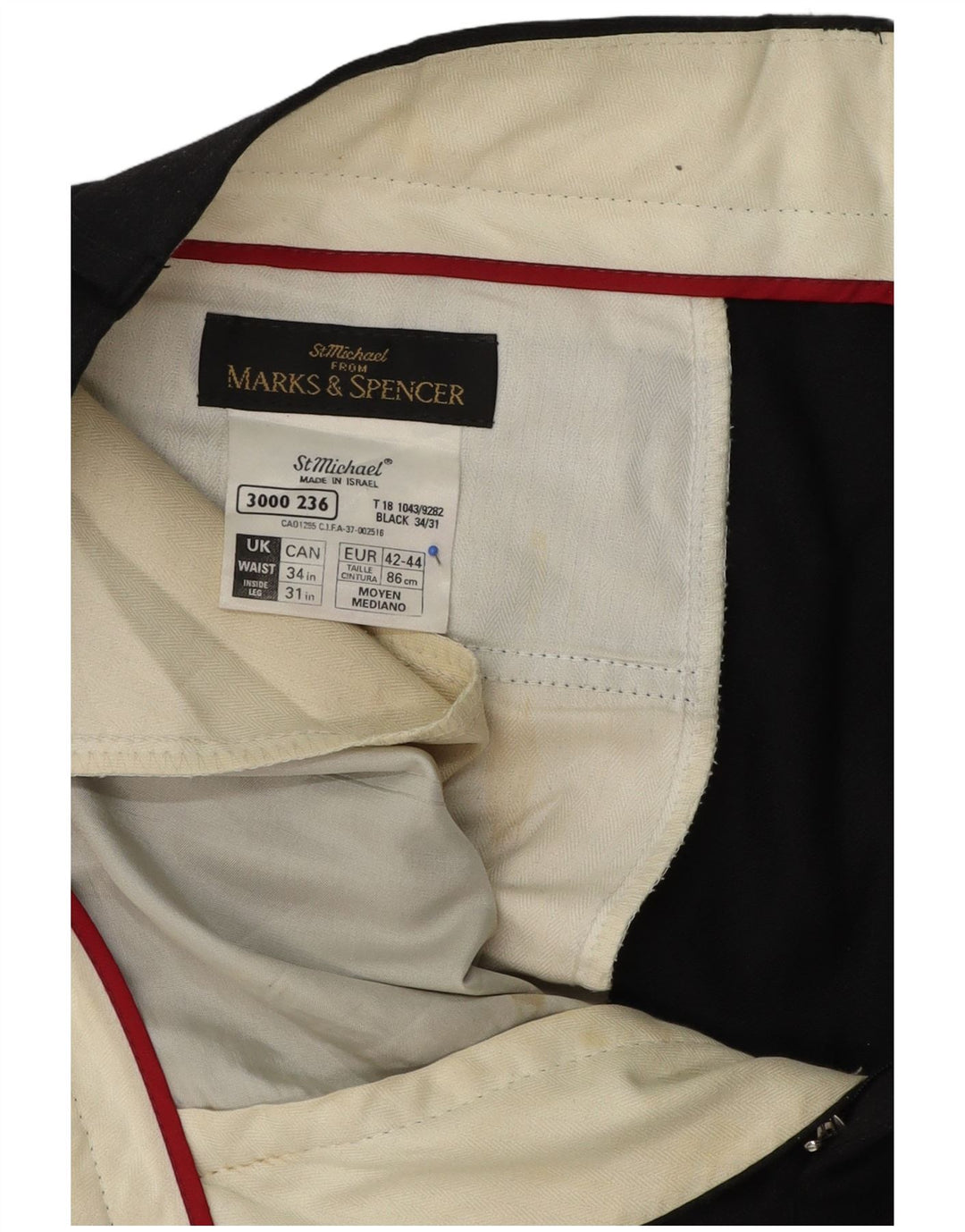Pantaloni da abito con pegging da uomo Marks & Spencer W34 L30 in lana grigia